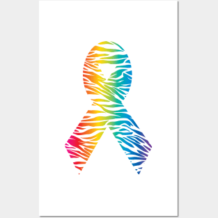 Awareness Ribbon - Rainbow Stripe Posters and Art